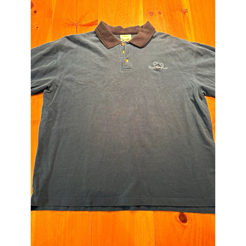 Vintage Walt Disney World Men's XL Polo Shirt 100% Cotton Navy Mickey Disney
